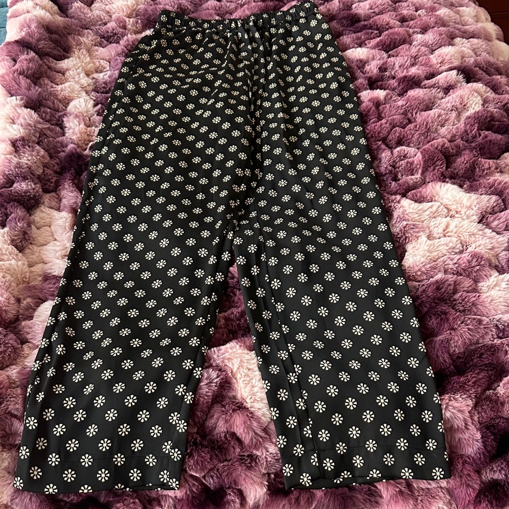 Black Floral Print Pants, Zara